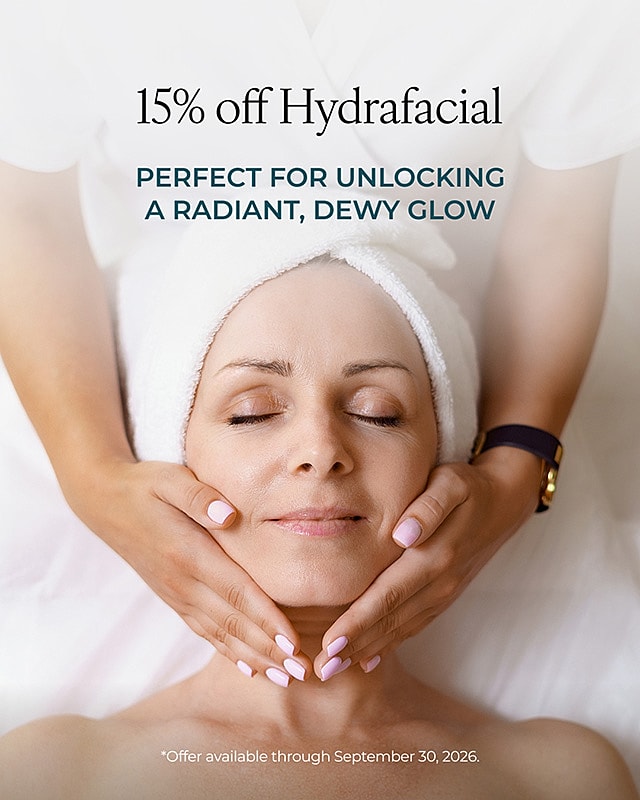 Hydrafacial promotion for radiant, dewy skin.